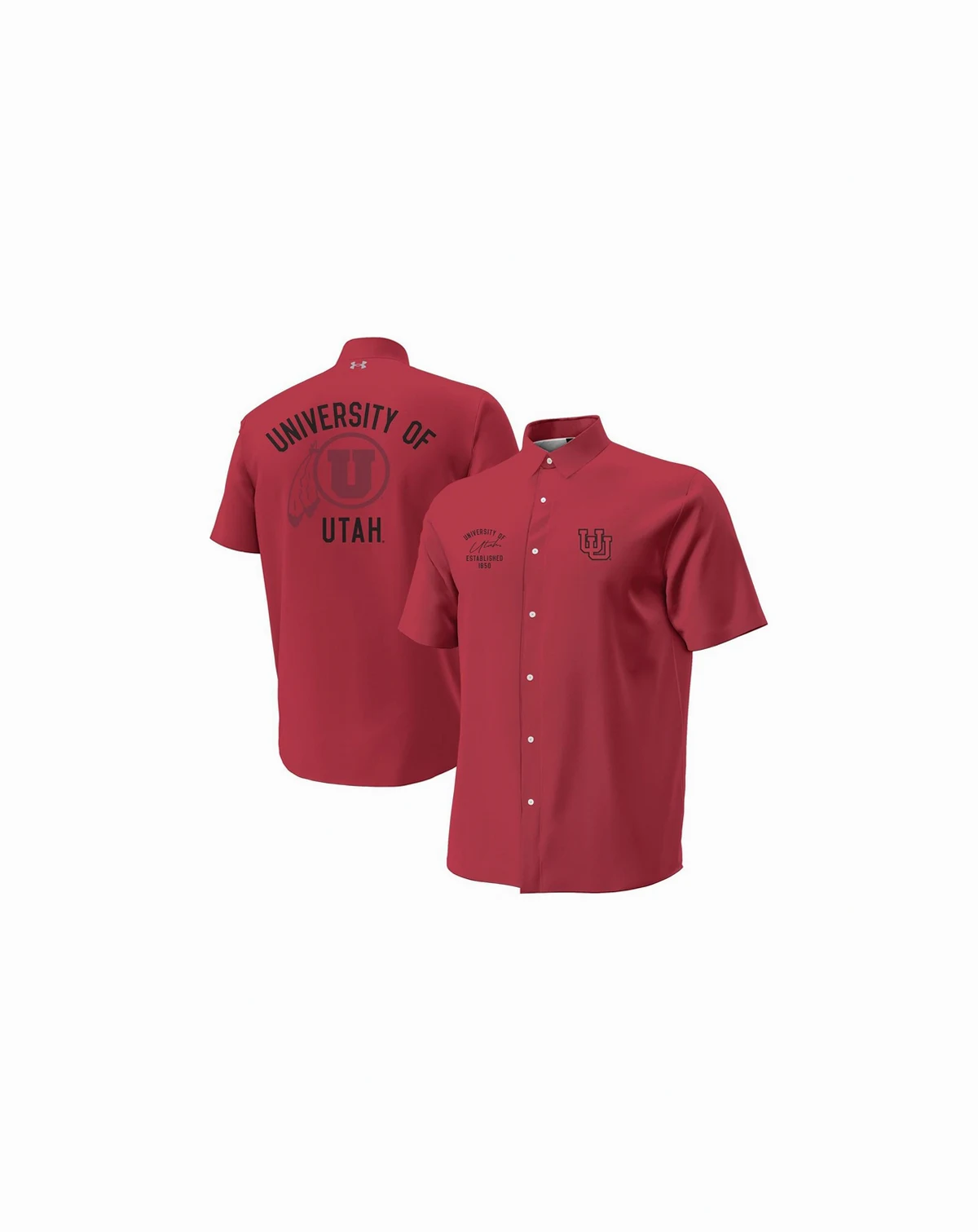 Men's Red Utah Utes Gameday ArmourFuse Camp Button-Up Shirt