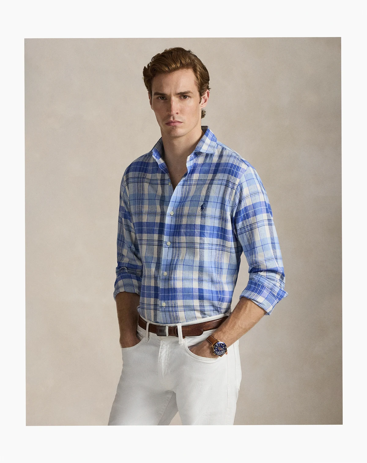 Men's Classic-Fit Plaid Pattern Shirt