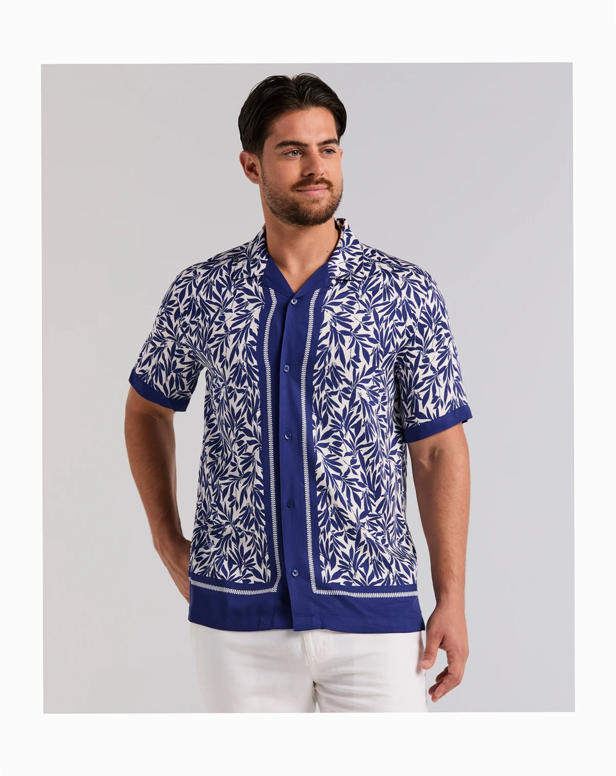 Men's Twill Leaf Print Shirt