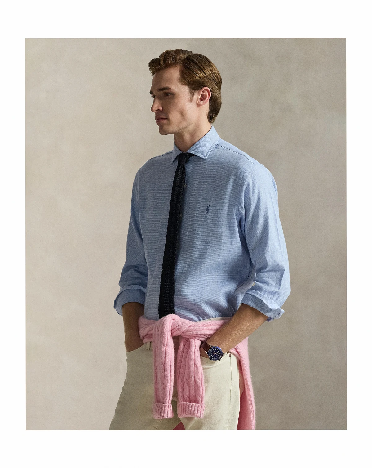 Men's Classic-Fit Miniature Houndstooth Pattern Shirt