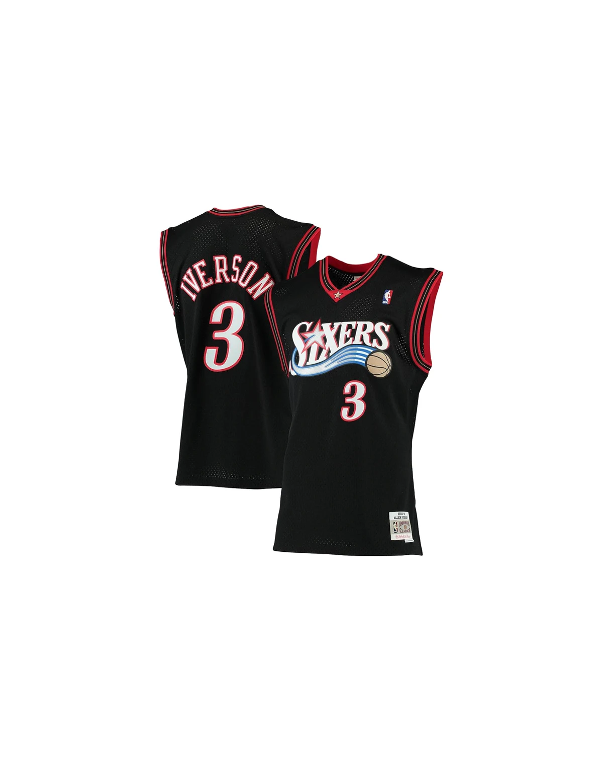 Men's Allen Iverson Black Philadelphia 76ers Big and Tall Hardwood Classics Jersey