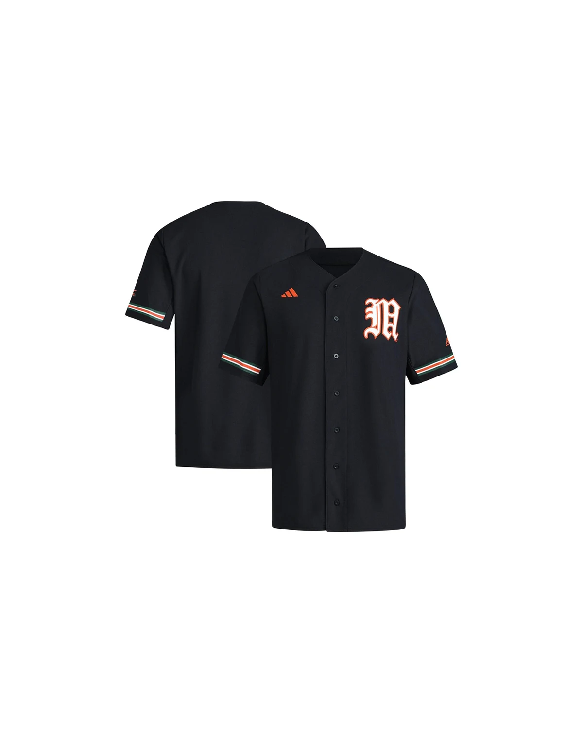 Men's Black Miami Hurricanes V-Neck Baseball Jersey
