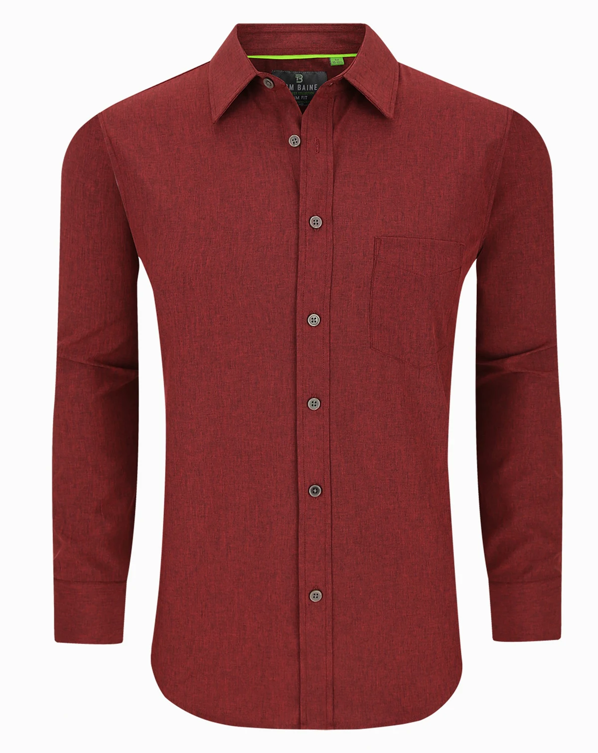 Men's Slim Fit Performance Long Sleeve Solid Button Down Dress Shirt