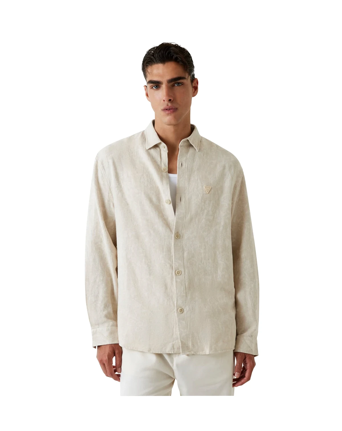 Men's Jacquard Floral Long-Sleeve Woven Shirt