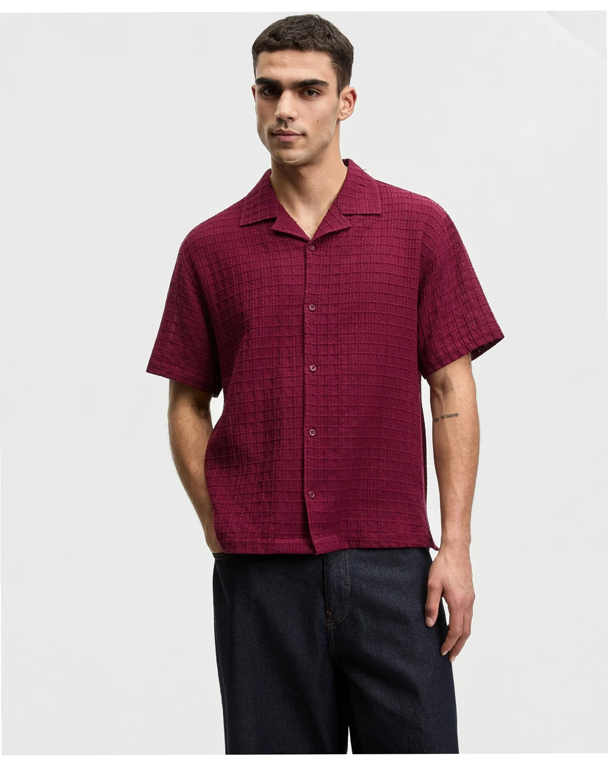 Men's Relaxed-Fit Crinkled Short-Sleeve Shirt, Macy's Exclusive