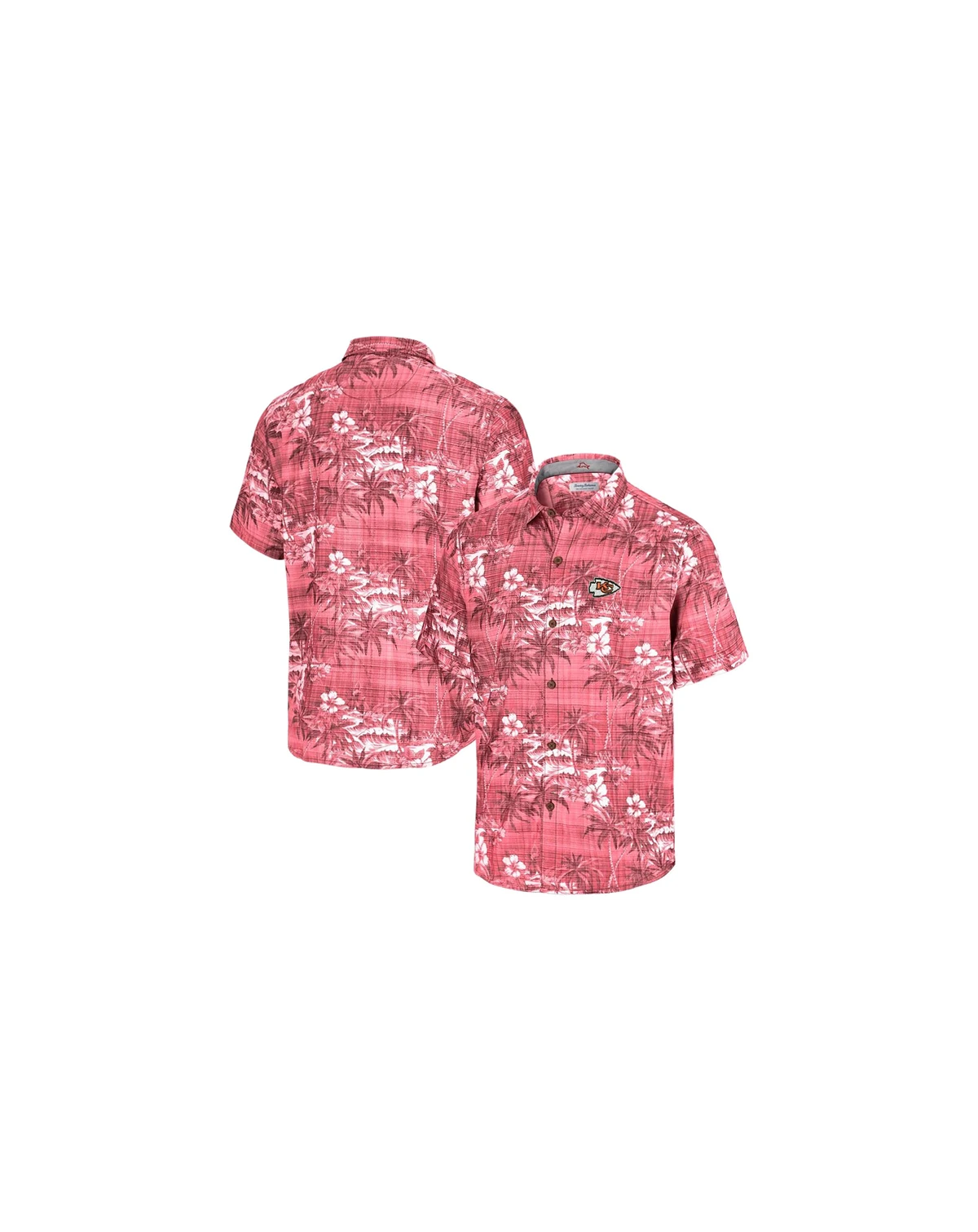 Men's Red Kansas City Chiefs Coconut Point Isla Palmetta Camp Button-Up Shirt
