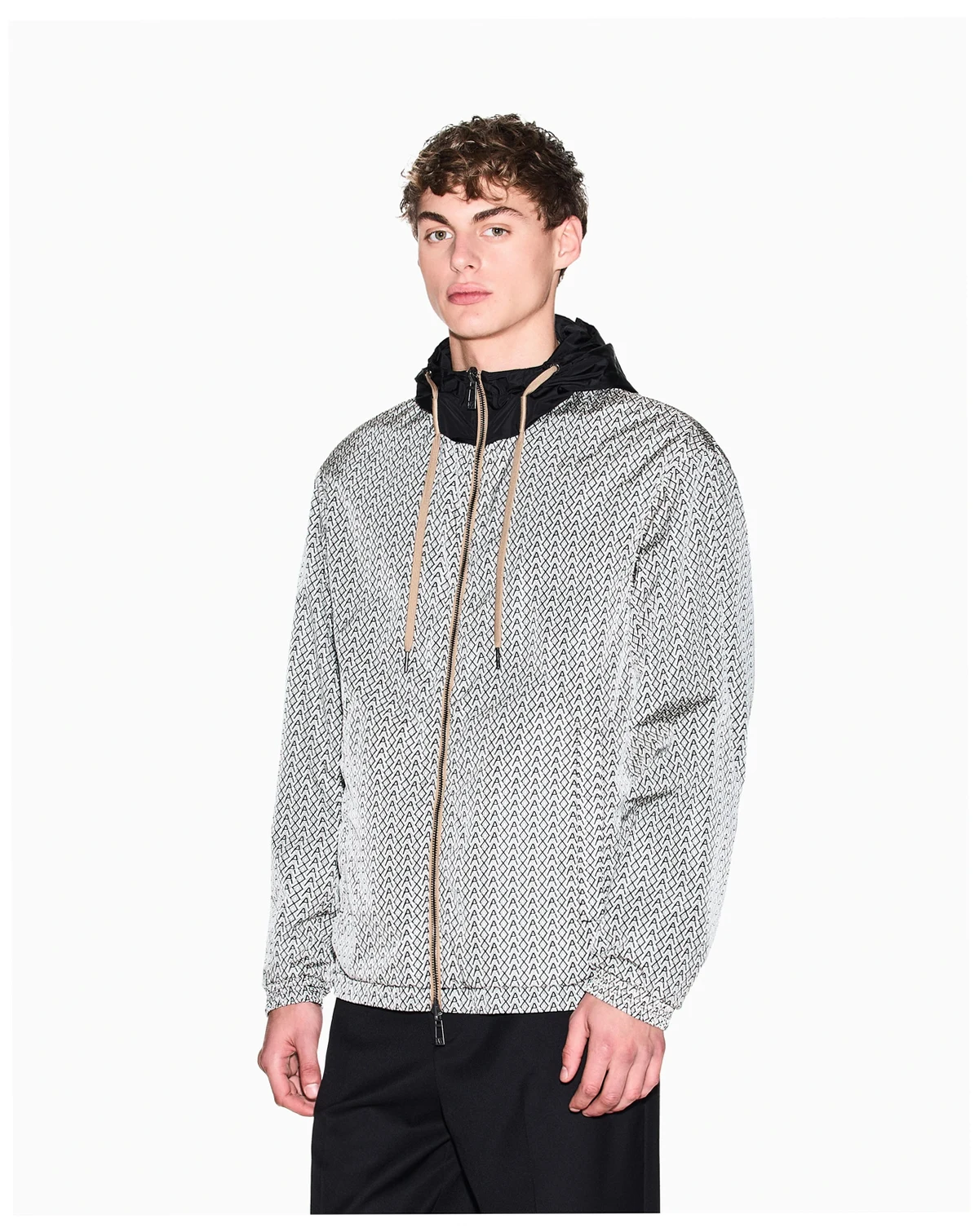 Men's Allover Logo Print Windbreaker Jacket