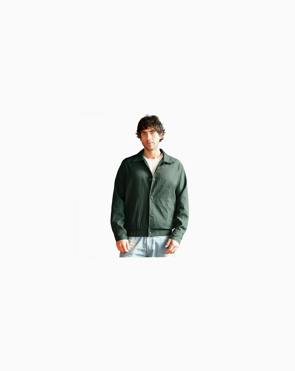Men's Emerald Green Crease-Tactile Bomber Jacket