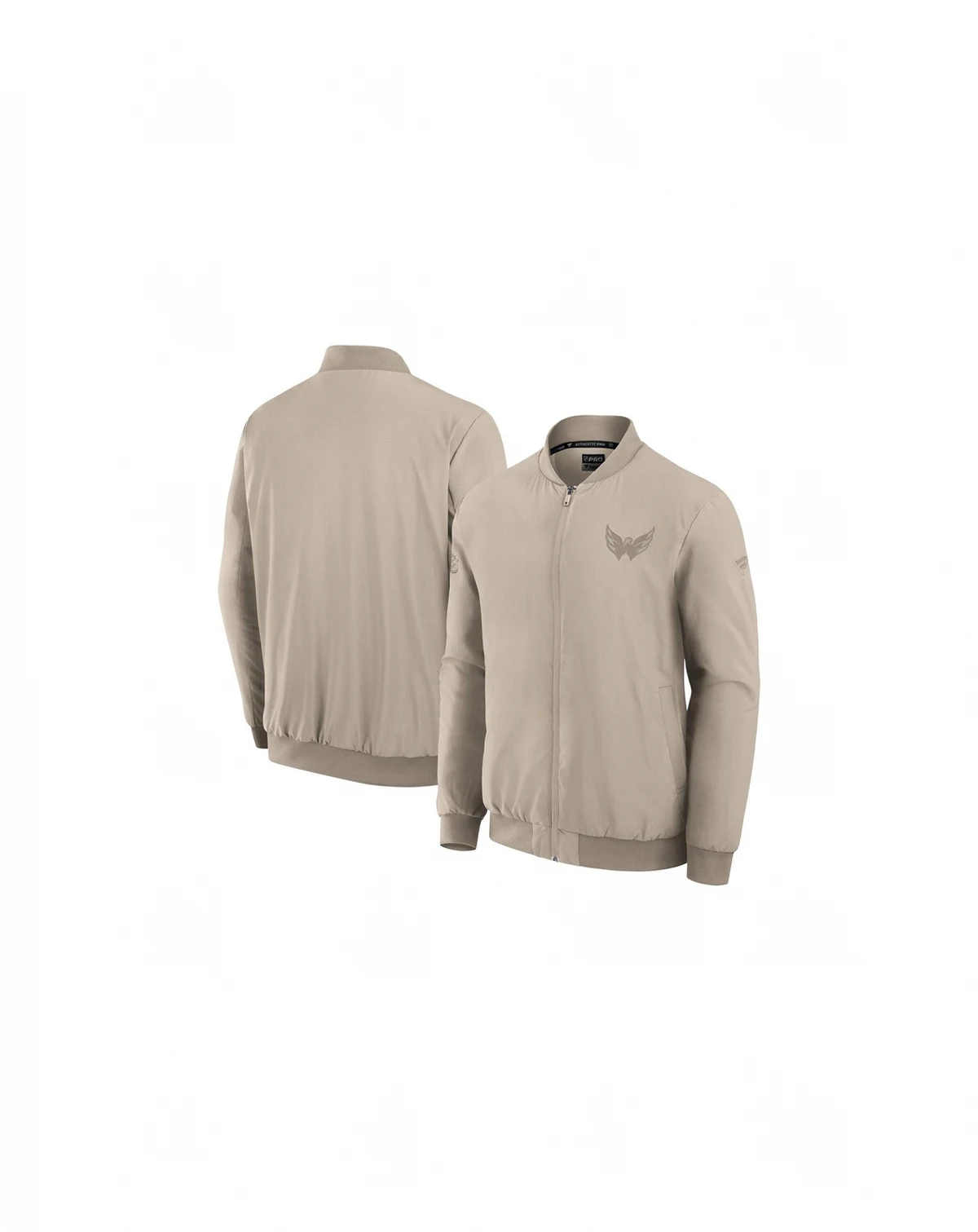 Men's Tan Washington Capitals Authentic Pro Road Lightweight Full-Zip Bomber Jacket