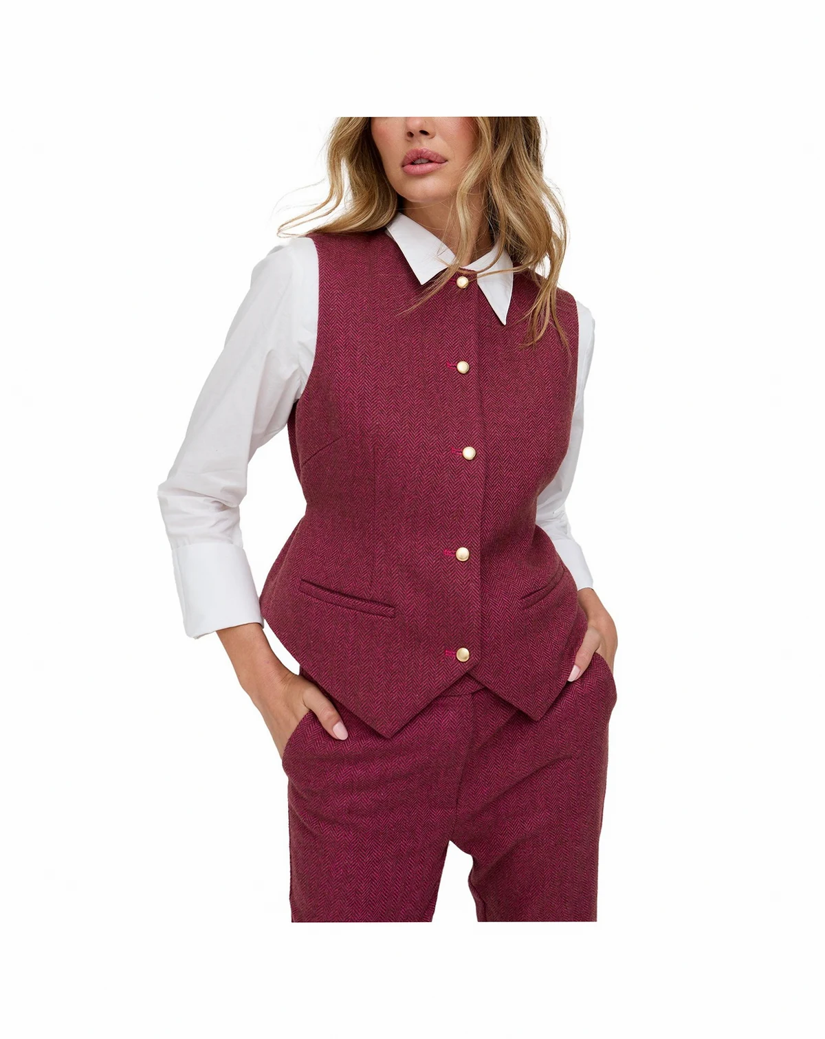 Women's Pandora Tailored Herringbone Print Waistcoat