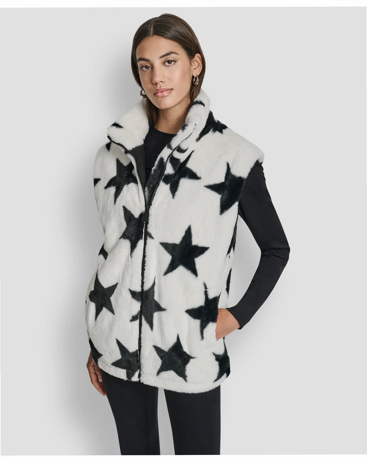 Women's Star Print Faux Fur Vest