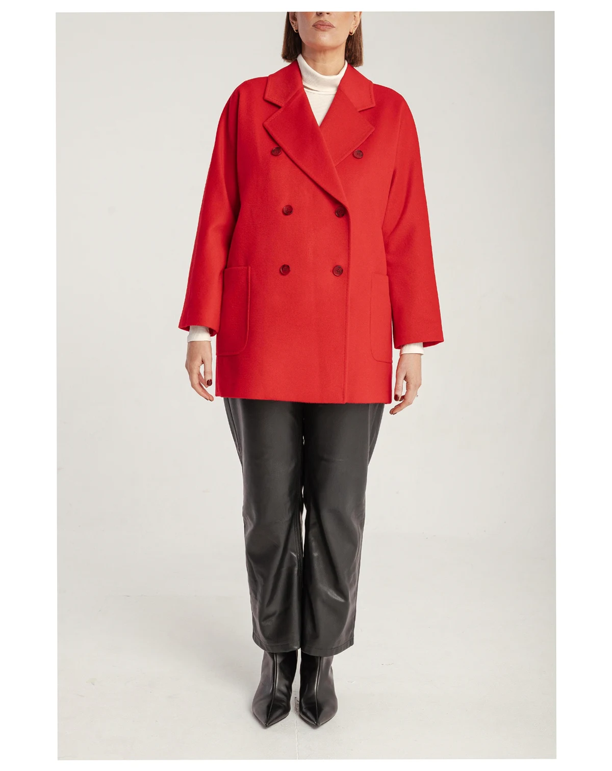 Women's Cashmere Double Breasted Short Coat