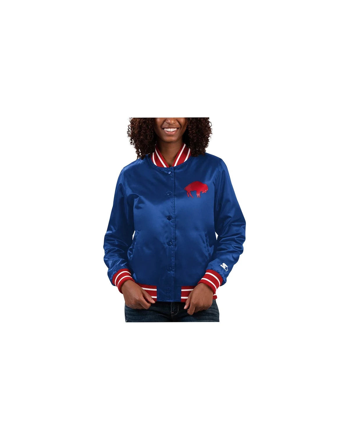 Women's Royal Buffalo Bills Full Count Satin Full-Snap Varsity Jacket