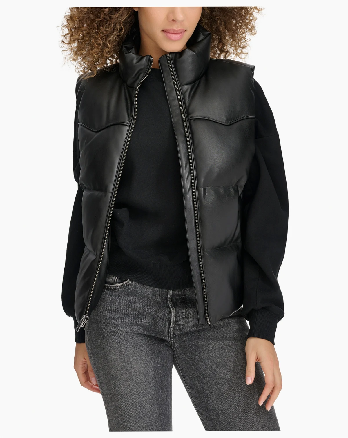 Women's Faux Leather Western Puffer Vest