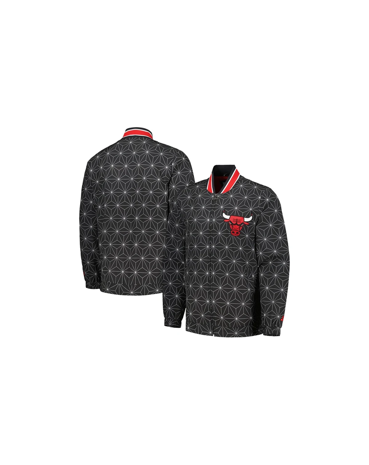 Men's Black Chicago Bulls In-Field Play Fashion Satin Full-Zip Varsity Jacket