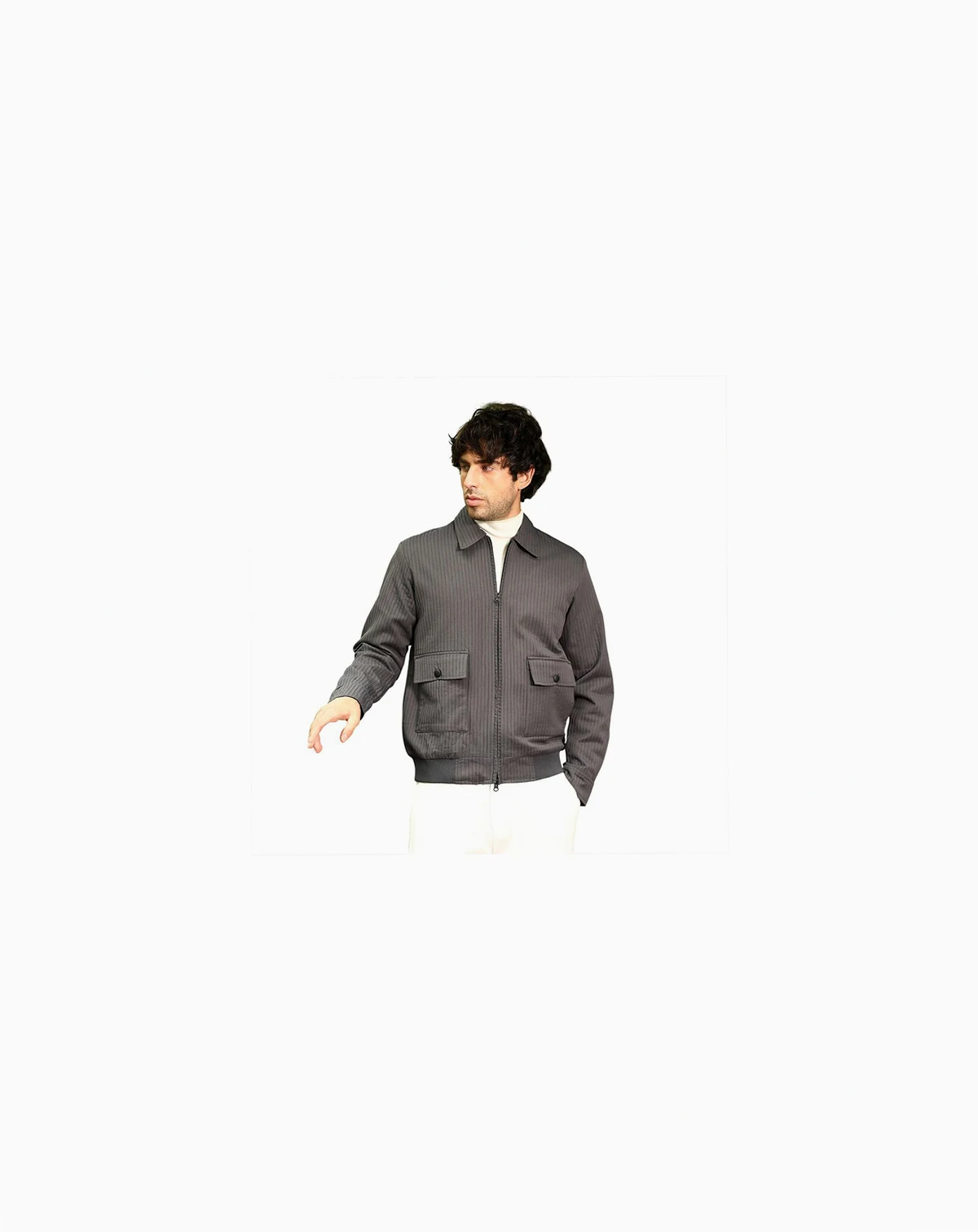 Men's Moon Grey Zip-Front Lined-Tactile Jacket