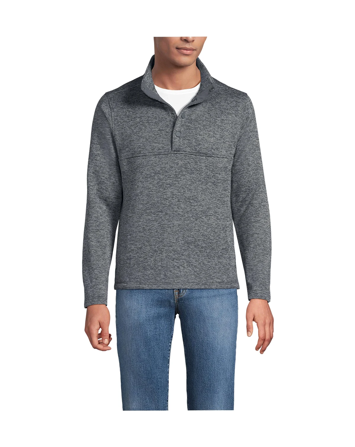 Men's Sweater Fleece Snap Neck Pullover Jacket