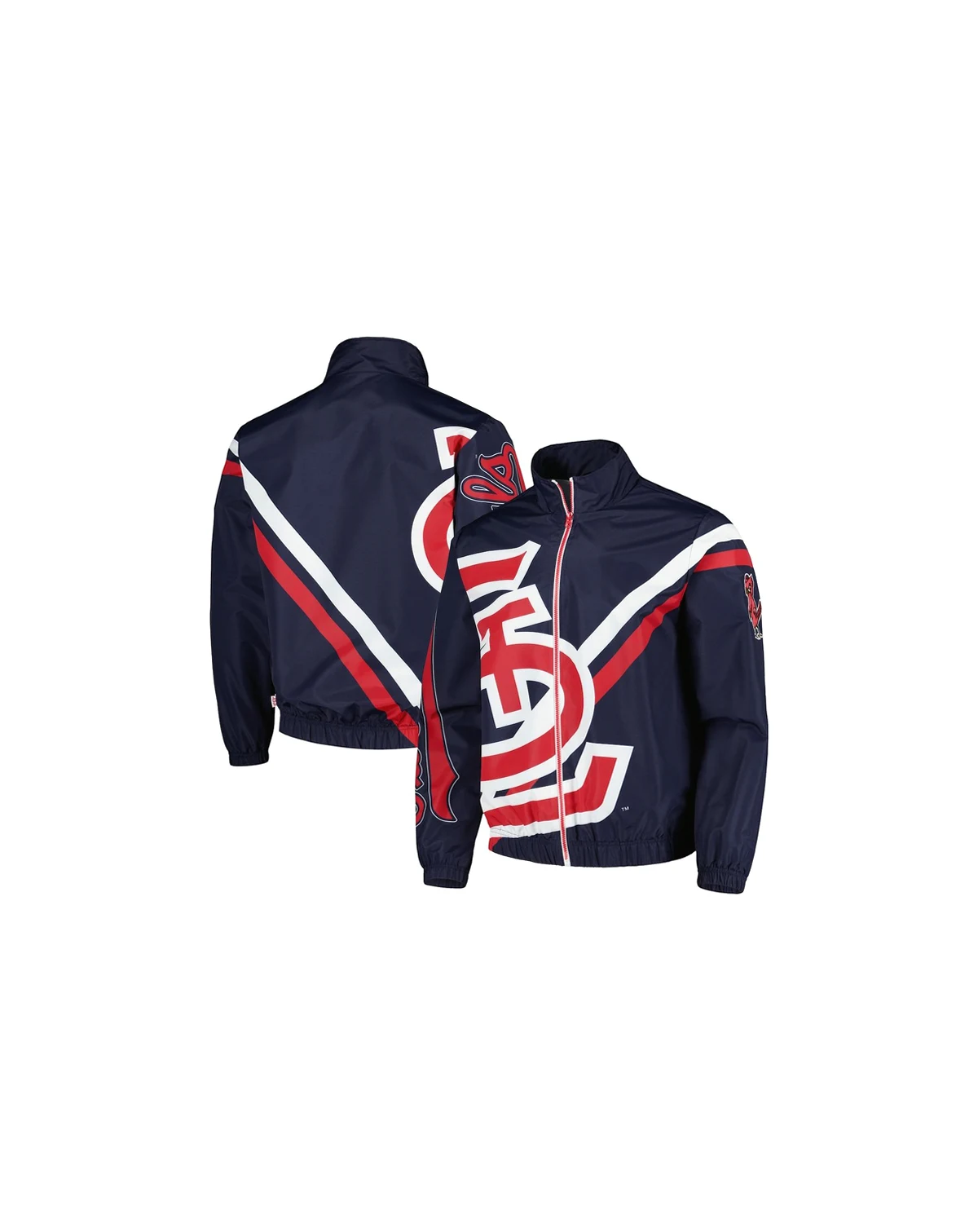 Men's Navy St. Louis Cardinals Exploded Logo Warm Up Full-Zip Jacket