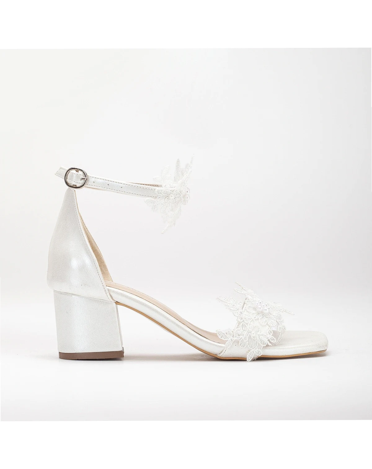 Flora Lace Bridal Low Heel Sandals