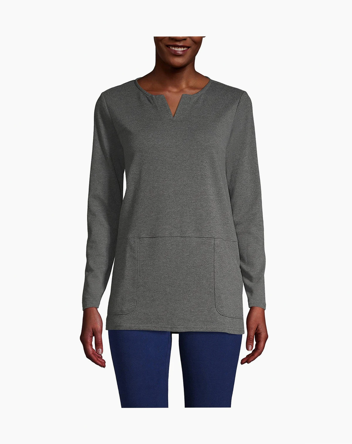 Women's Cotton Polyester Long Sleeve Tunic with Pockets