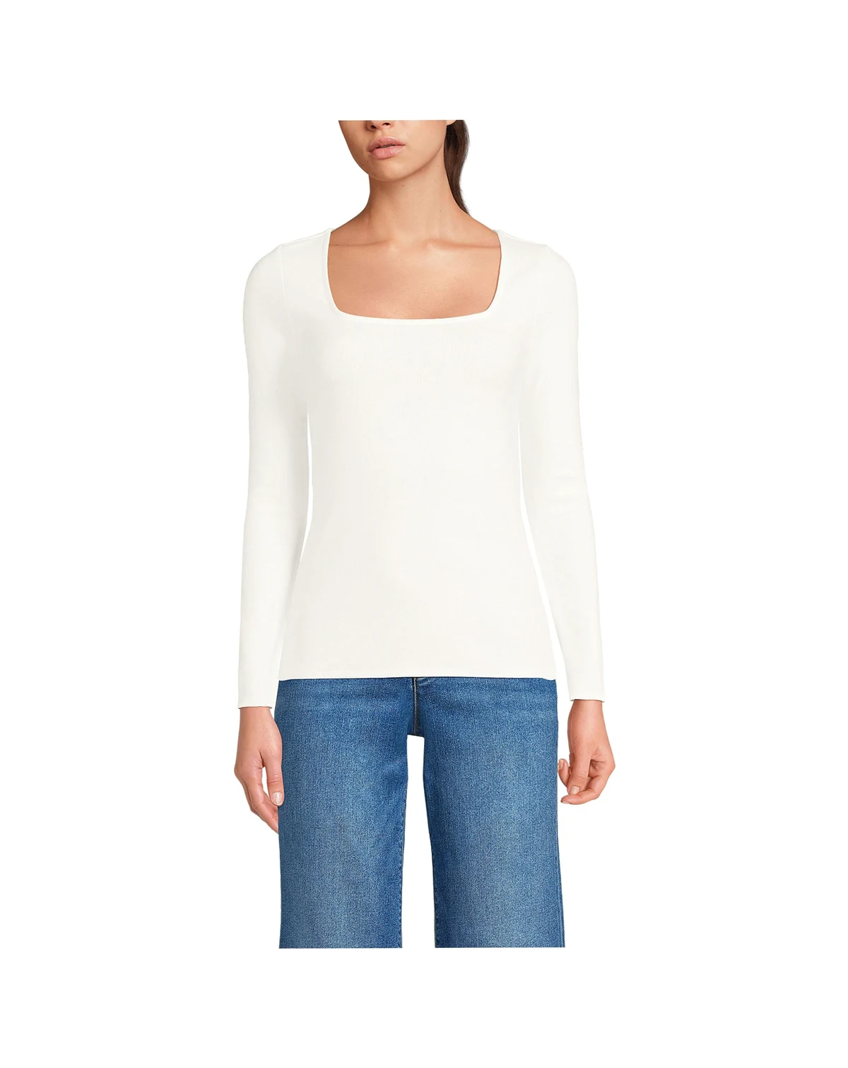 Women's Long Sleeve Rib Square Neck Tee
