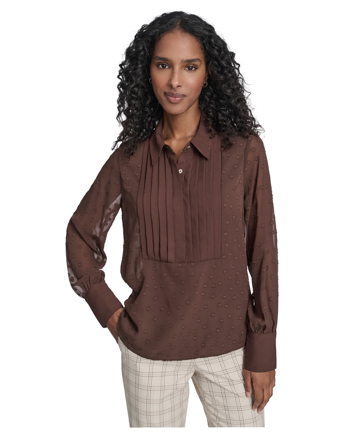 Women's Clip Dot Pleated Bib Top