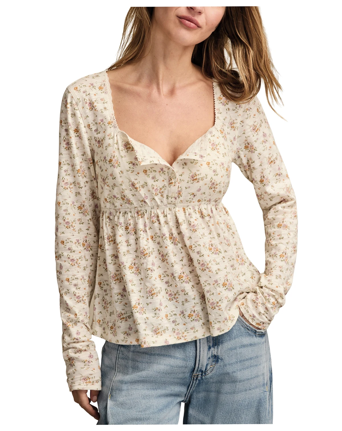 Women's Babydoll Henley Top