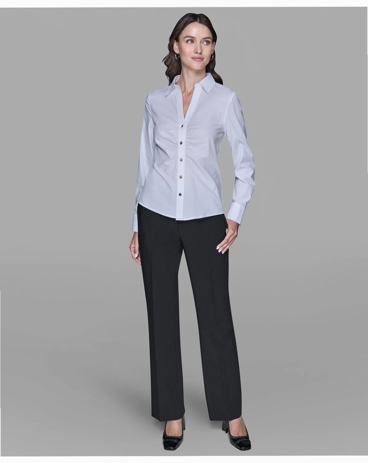 Women's Cinched Waist Collared Top