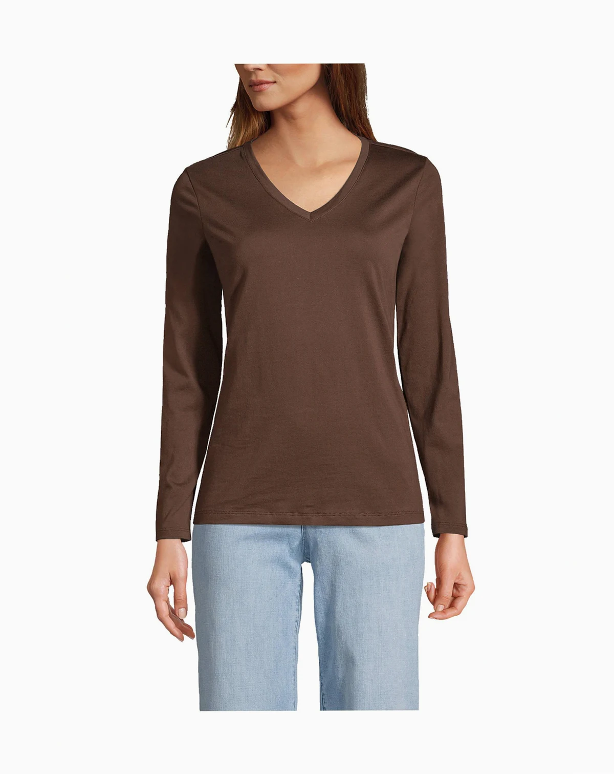 Women's Relaxed Supima Cotton Long Sleeve V-Neck T-Shirt