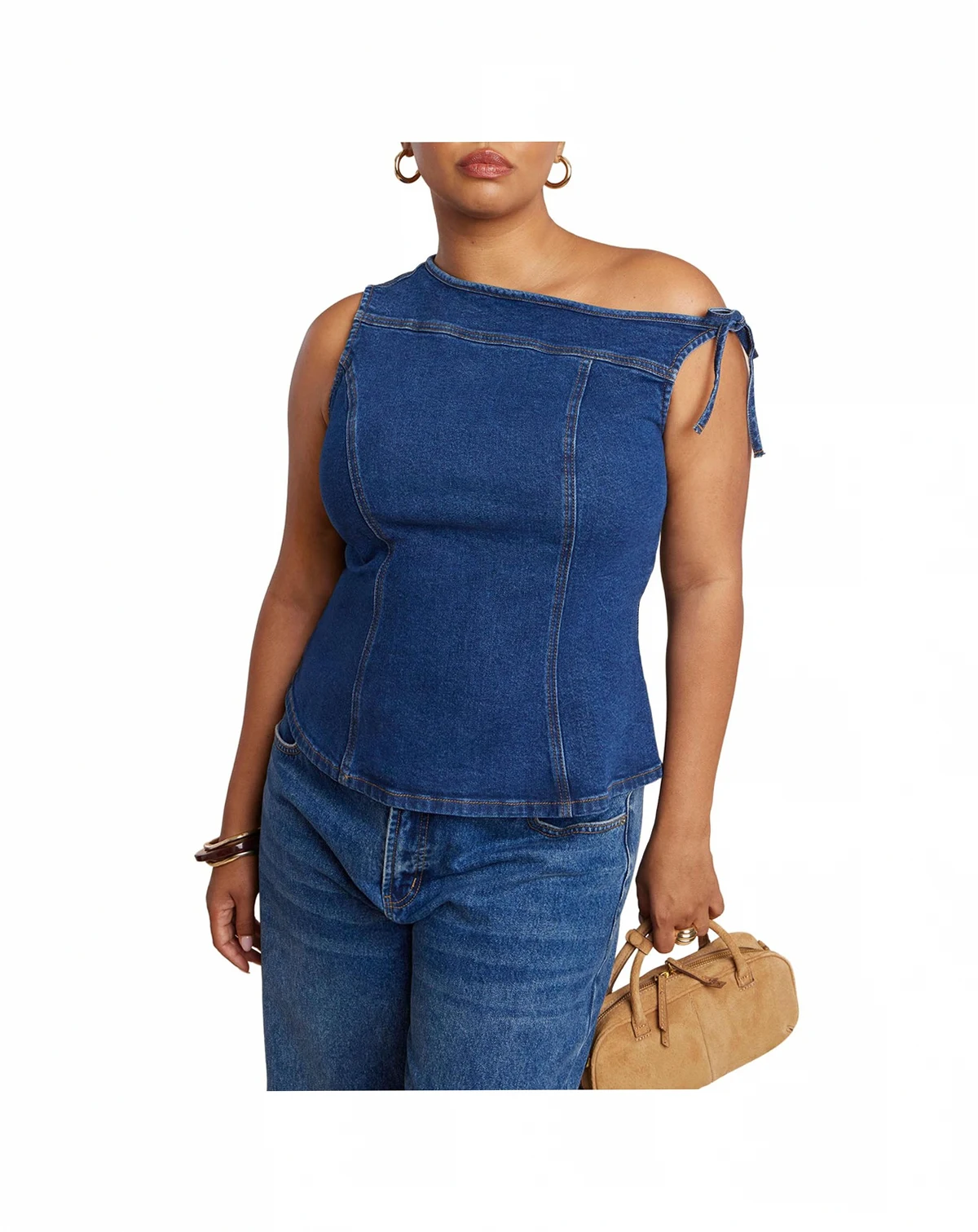 Women's Plus Size Asym Denim Top