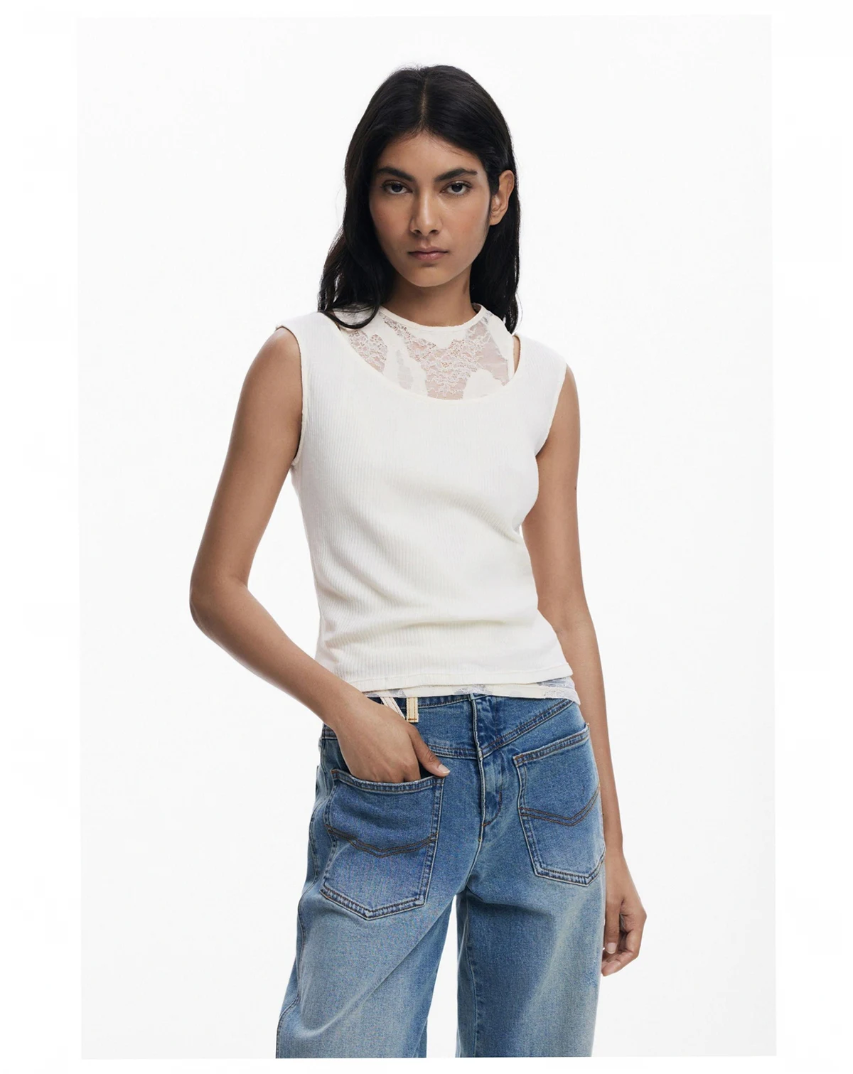 Women's Sleeveless double-layer T-shirt