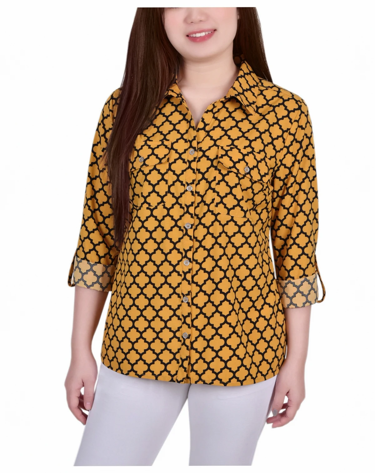 Women's 3/4 Roll Tab Shirt with Pockets