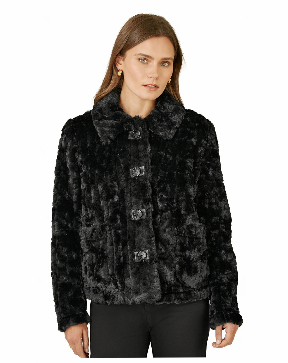 Women's Textured Faux Fur Jacket