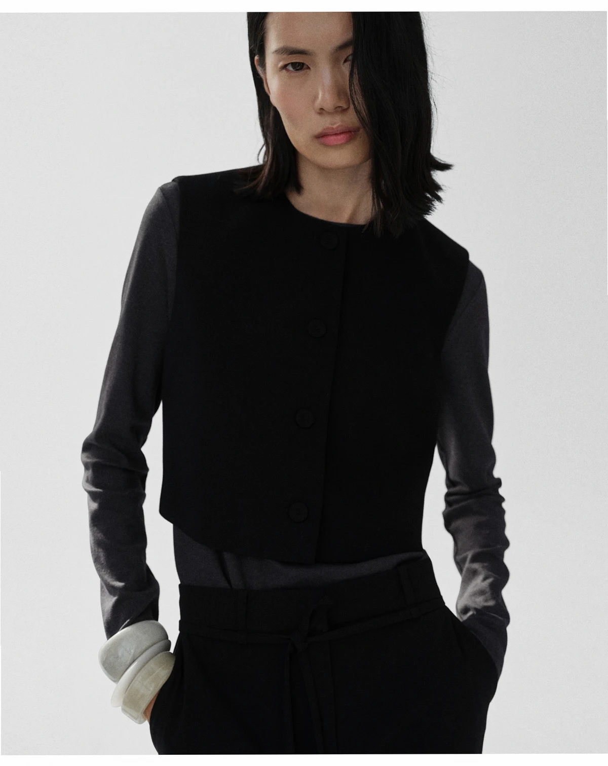 Women's Buttoned Crop Waistcoat