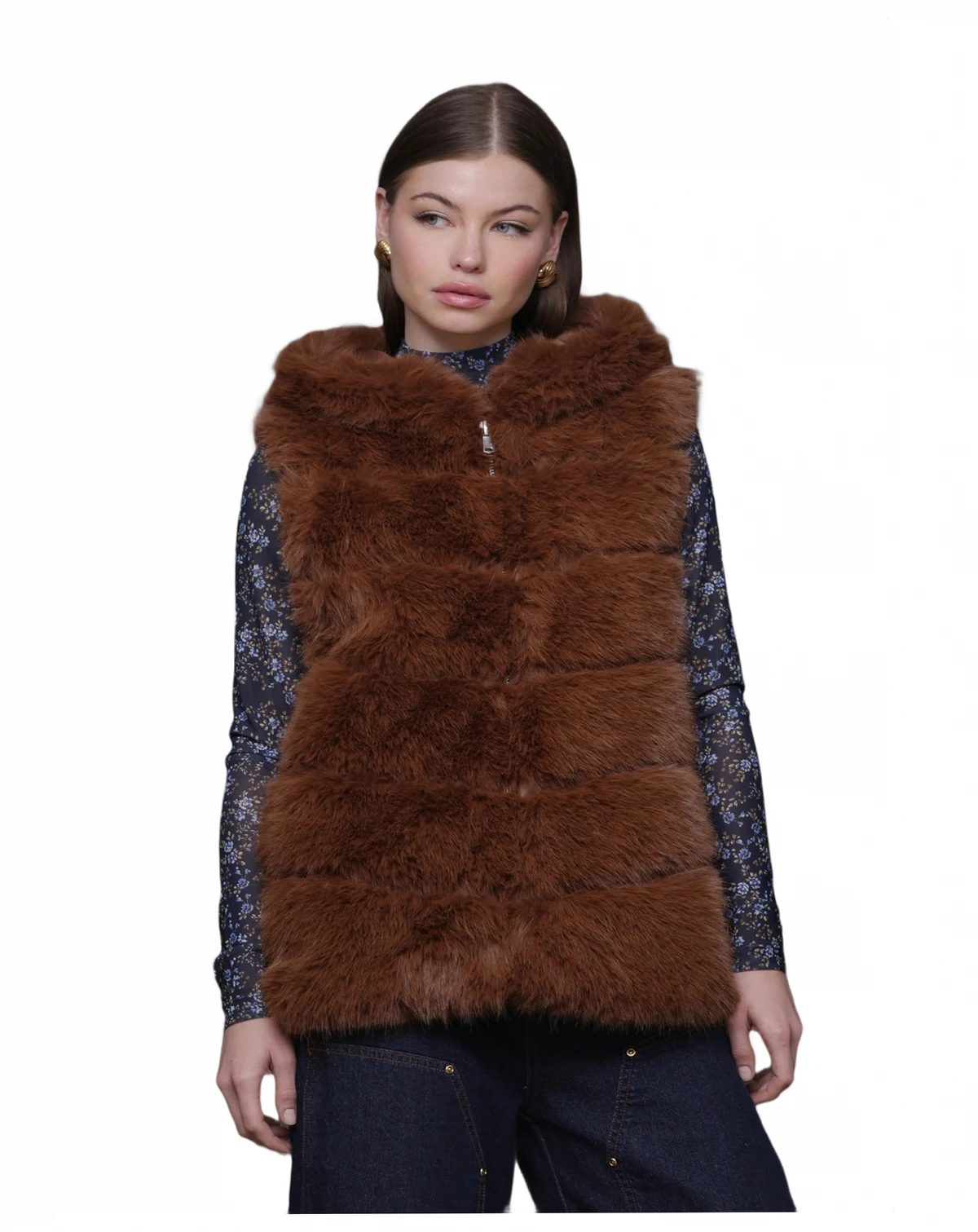 Women's Sleeveless Faux-Fur Long Vest