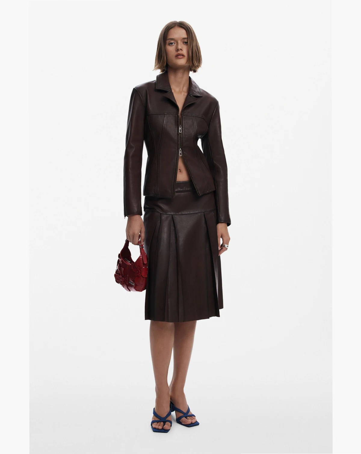 Women's Peplum leather biker jacket