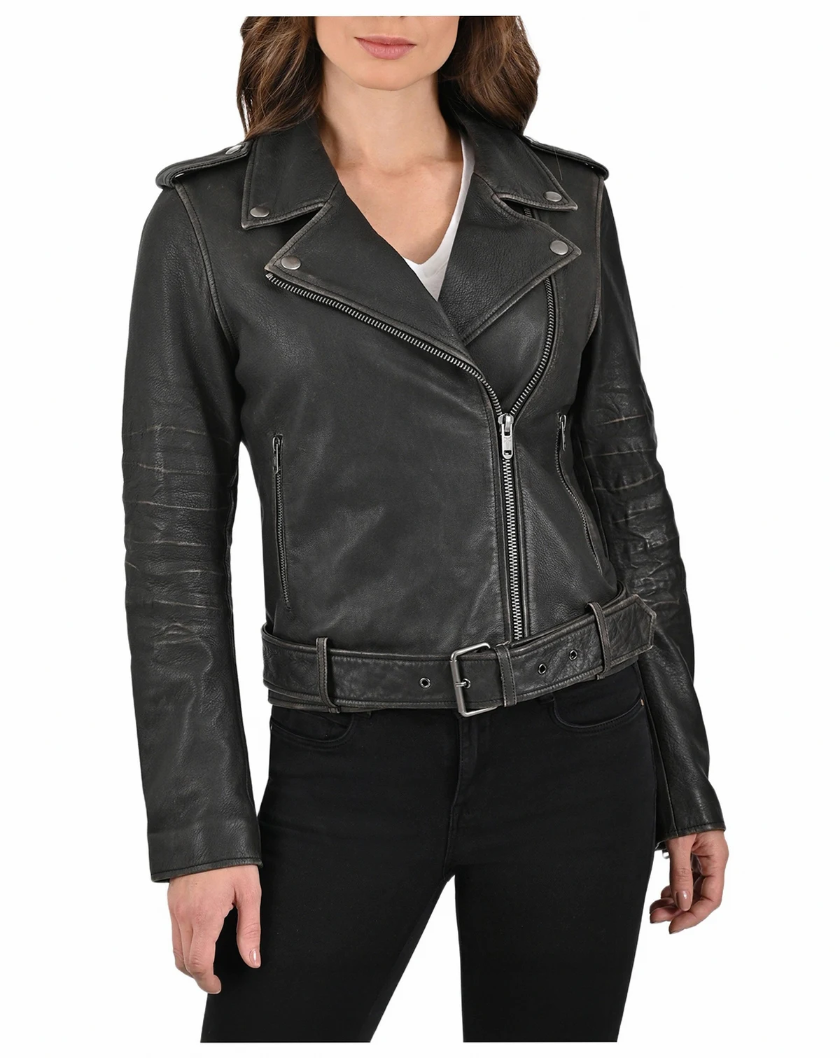 Women's Women s Sheep Crack Leather Jacket
