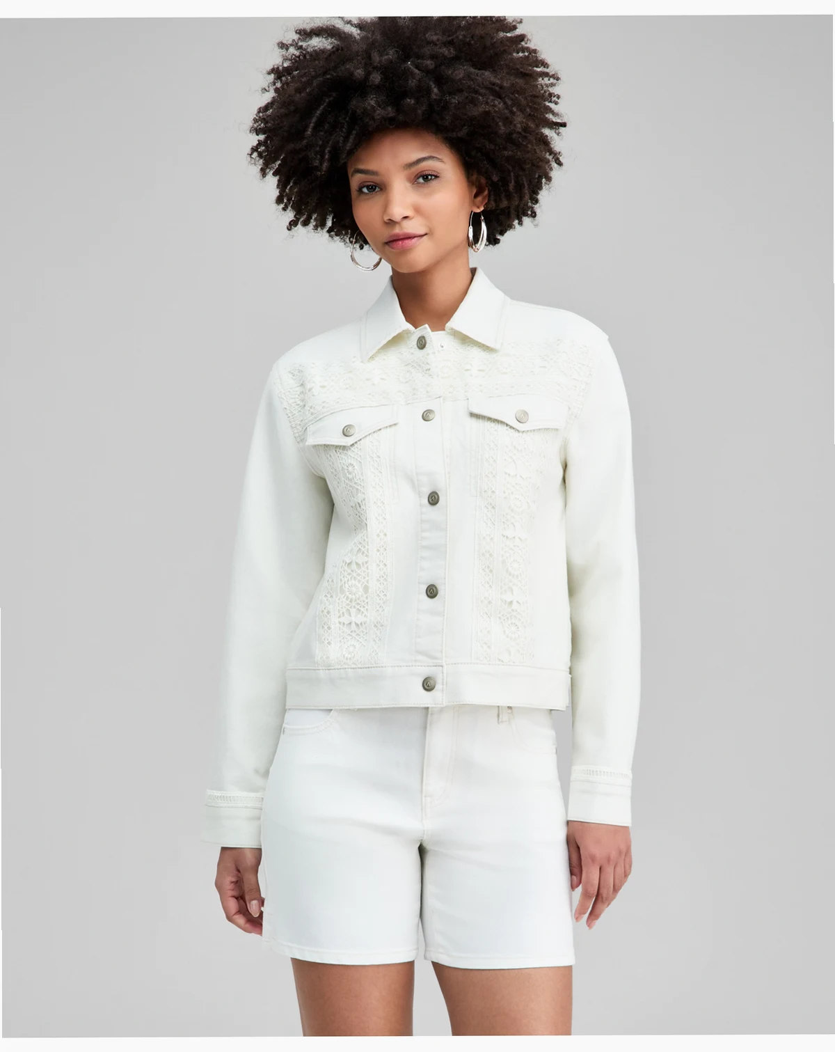 Petite Crochet Denim Collar Jacket, Macy's Exclusive