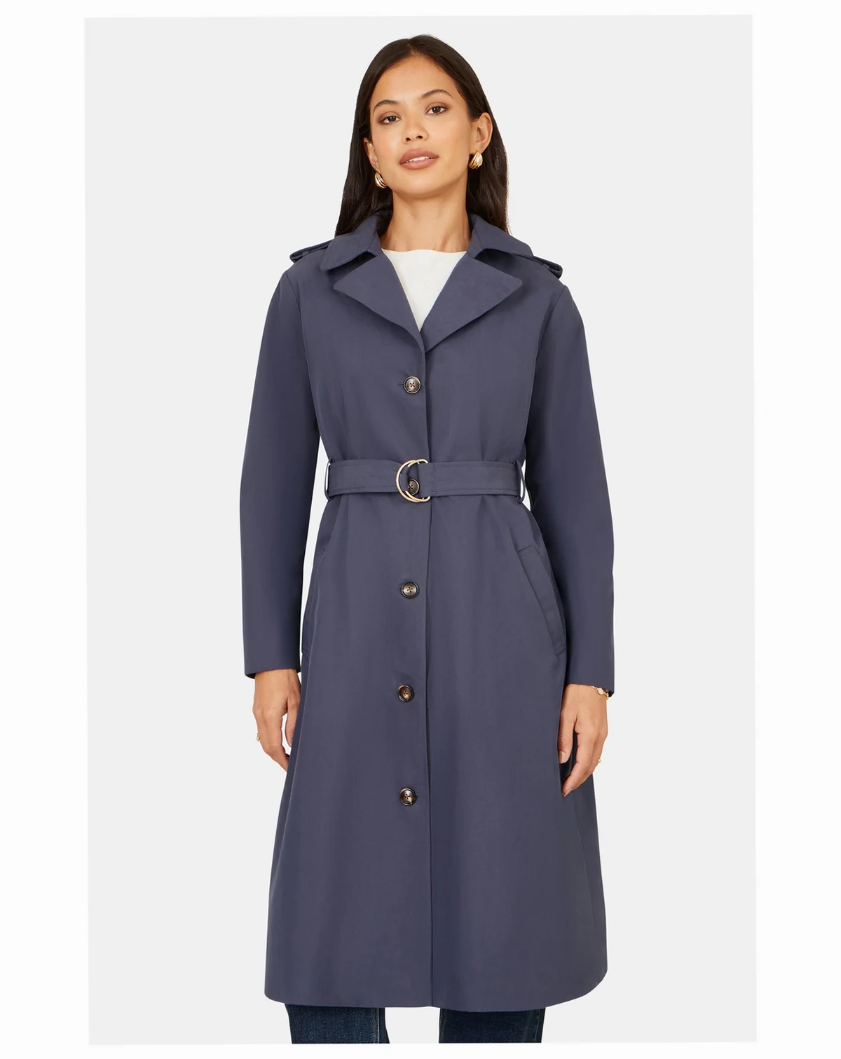 Women's Belted Long Trench Coat