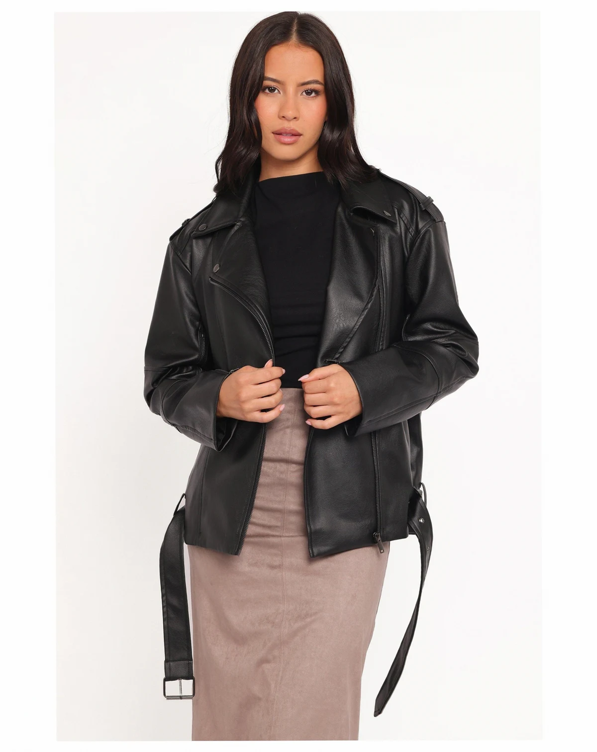 Women's Parsons Oversized Faux Leather Moto Jacket