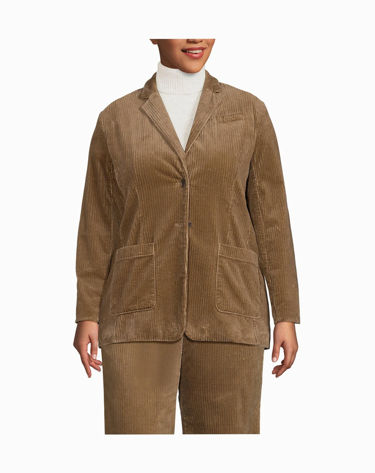 Plus Size Wide Wale Corduroy Blazer