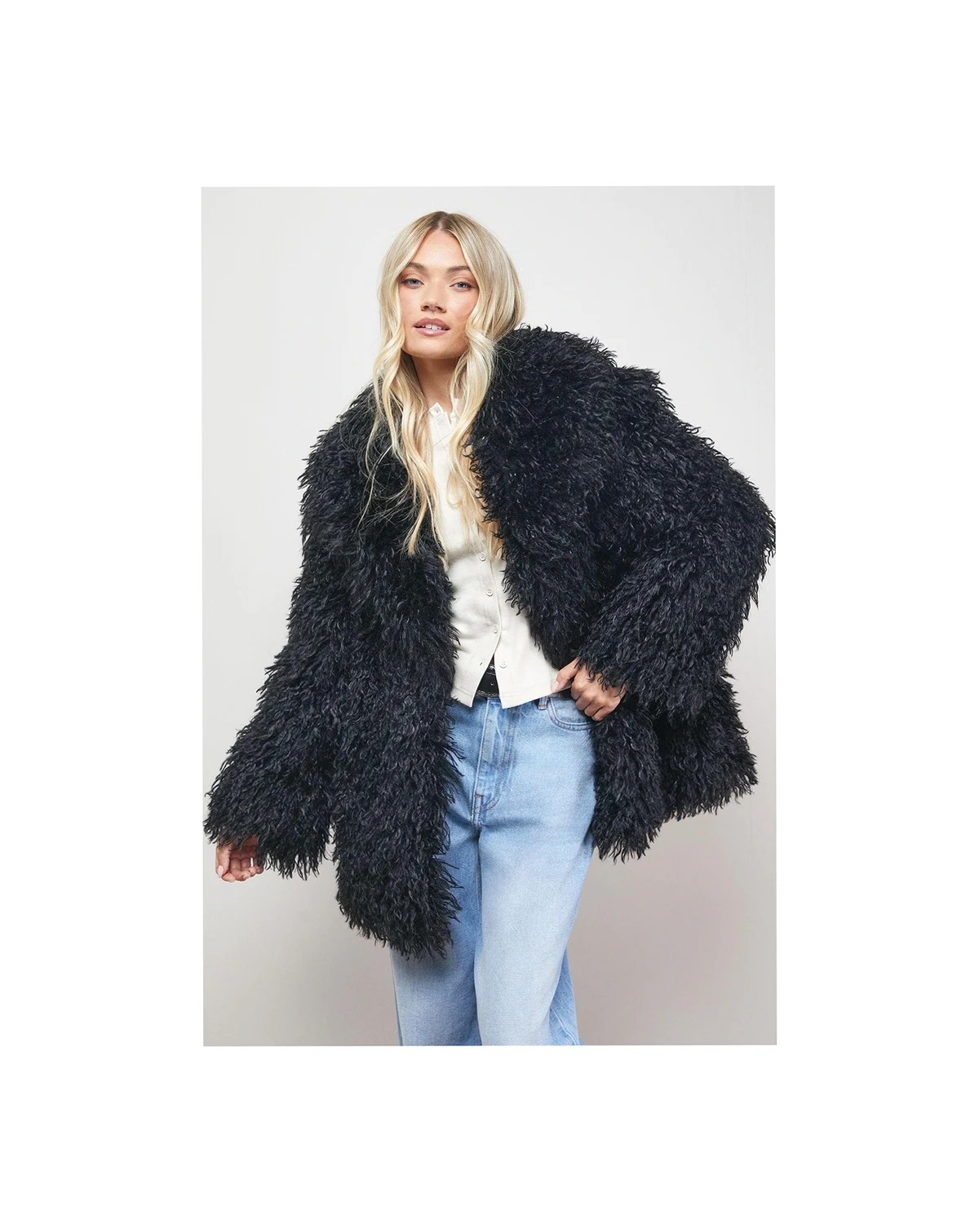 Women's Mongolian Faux Fur Short Coat