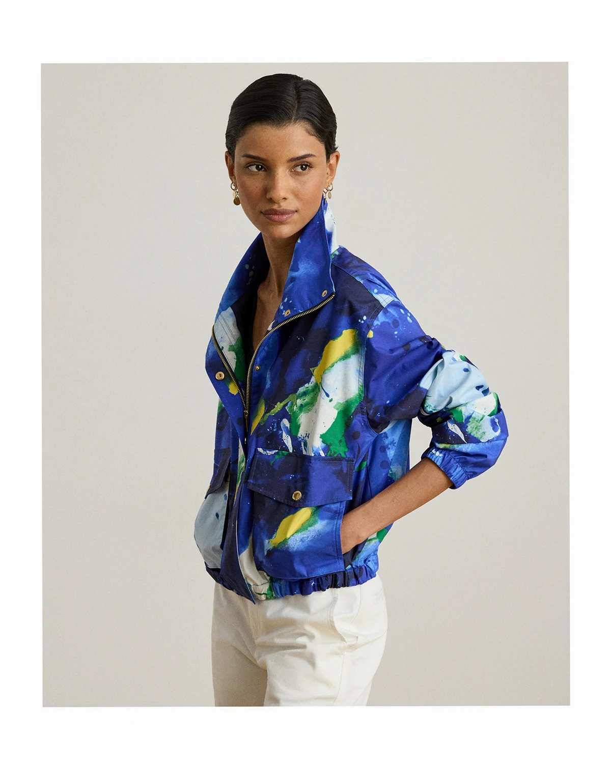 Women's Abstract-Print Windbreaker Jacket