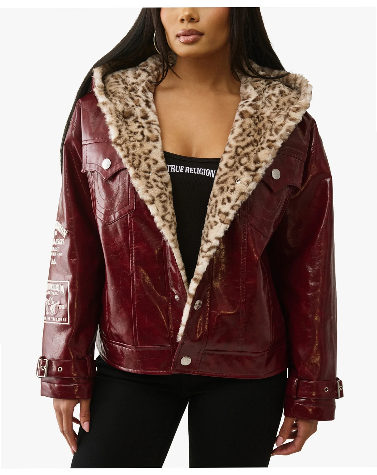 Women's Oversize Patent Leather Jacket