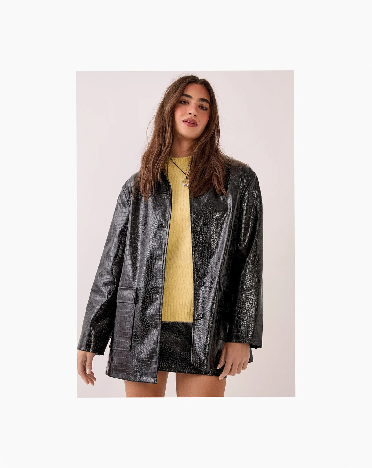 Women's Croc Vinyl Faux Leather Clean Jacket