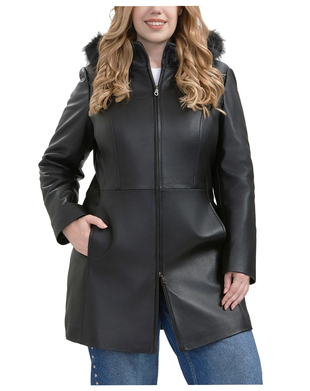 Plus Size Greta Leather Parka Coat