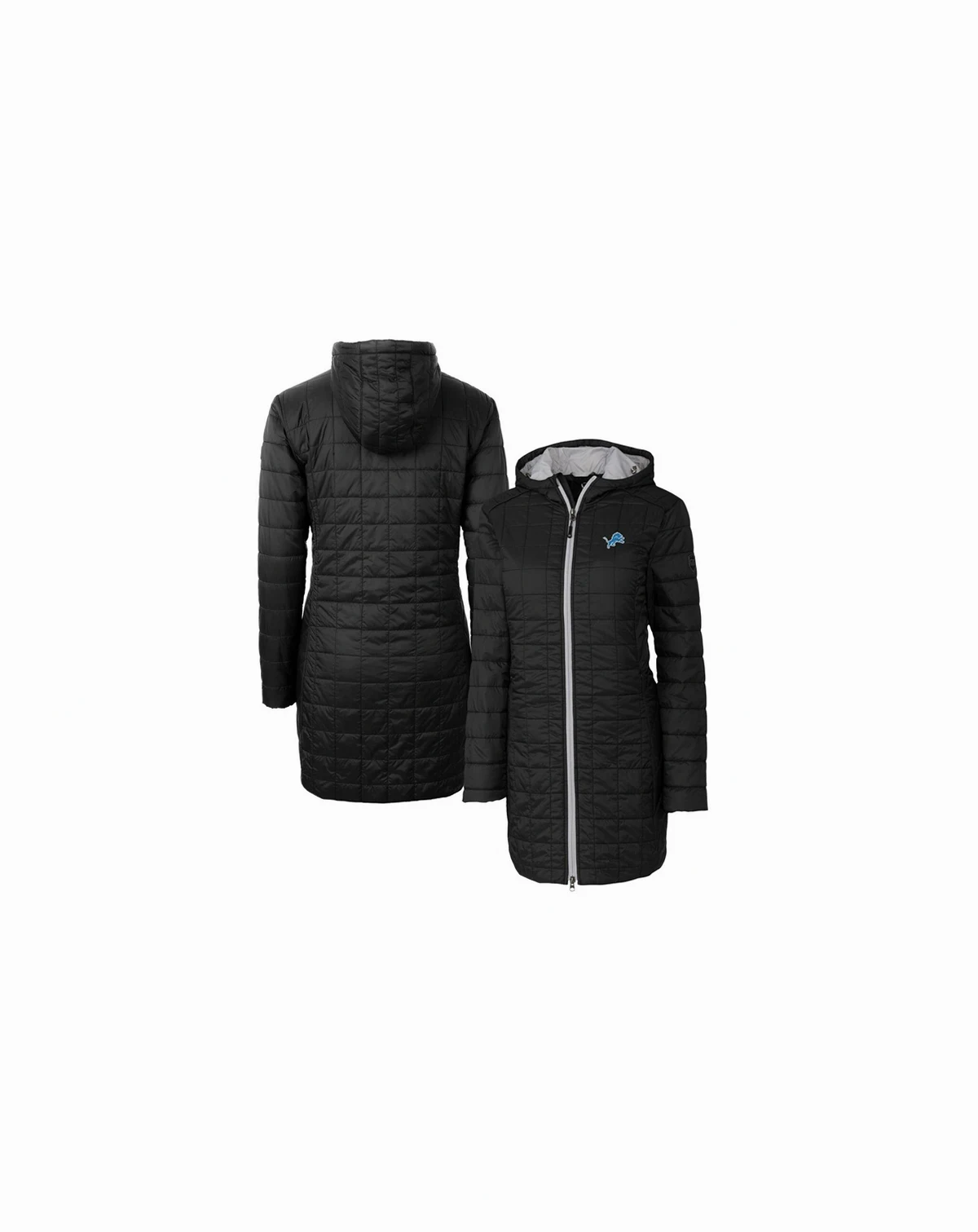 Women's Black Detroit Lions Rainier PrimaLoft Hooded Long Lightweight Coat