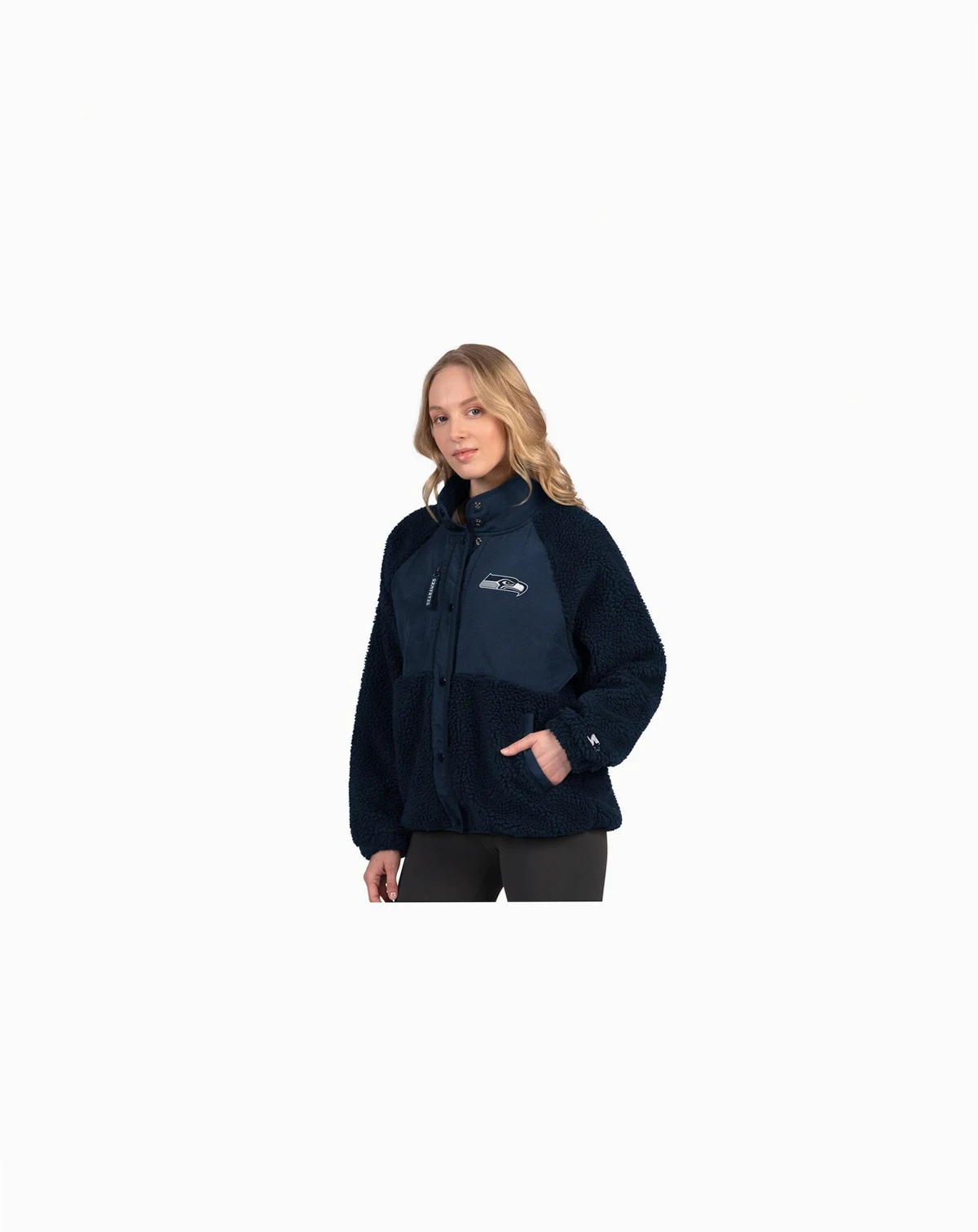 Women's College Navy Seattle Seahawks On the Ball Sherpa Jacket
