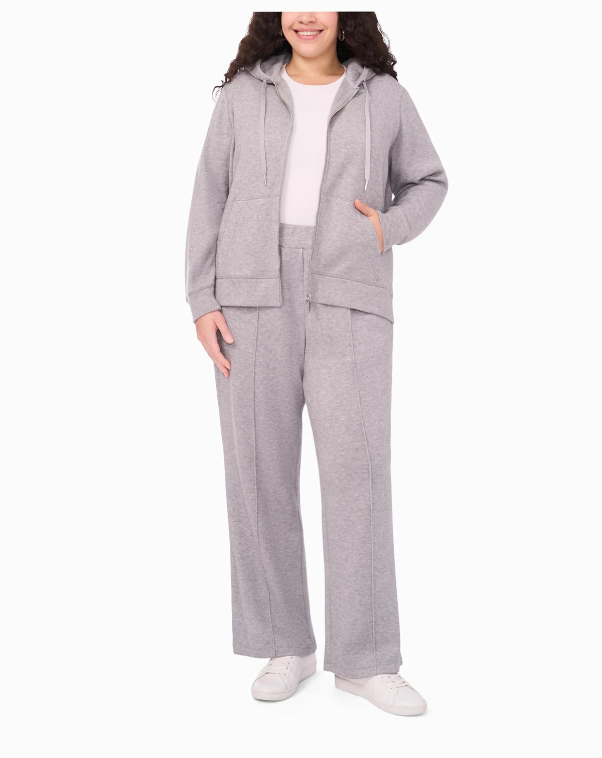 Plus Size Center-Front Pleated Sweatpants