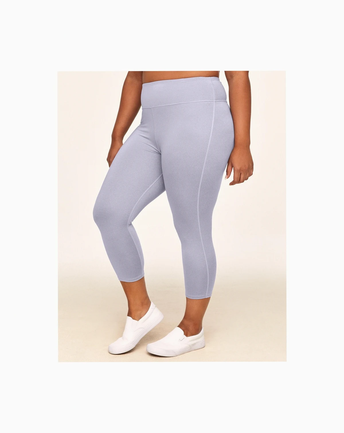 Plus Size Haley Heathered Crop Heather Compression Activewear Crop Legging